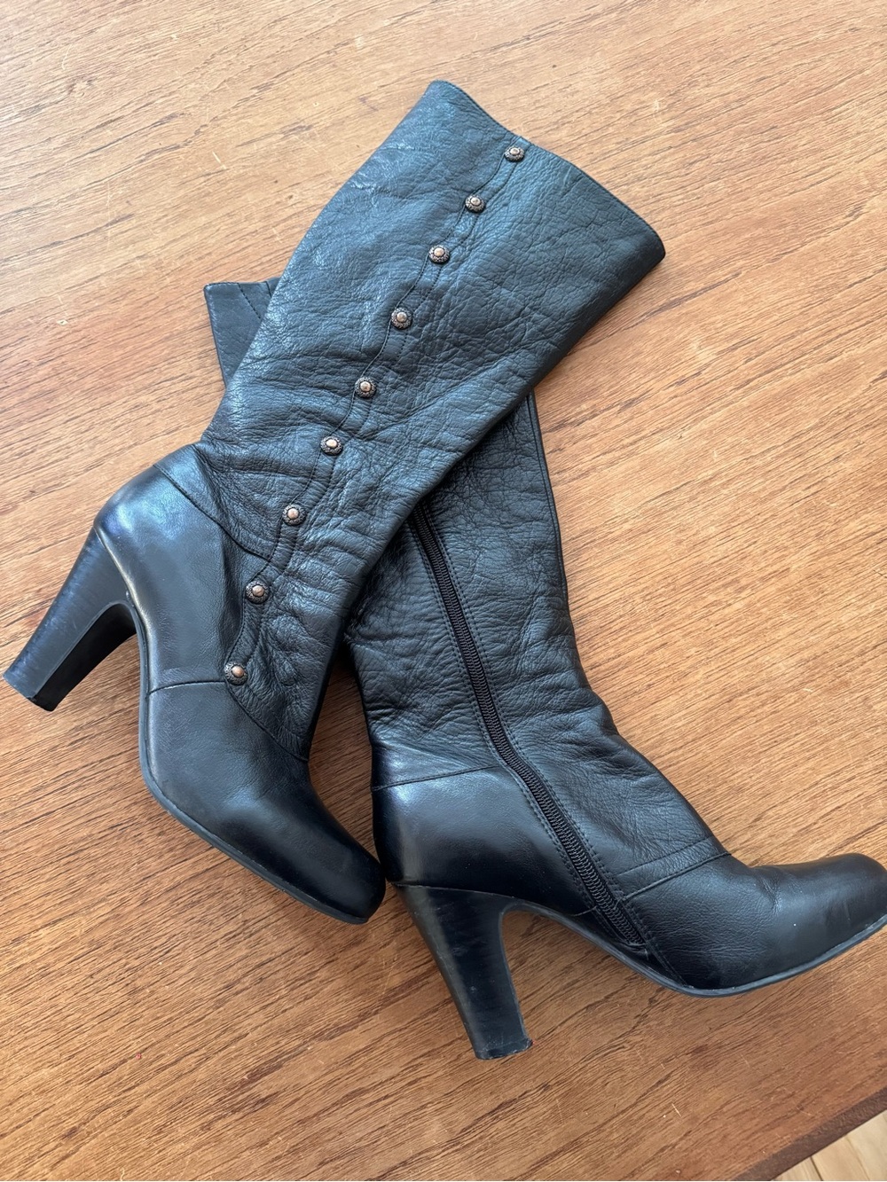 Miz Mooz “Fayette” tall boots in black genuine leather, size 9.